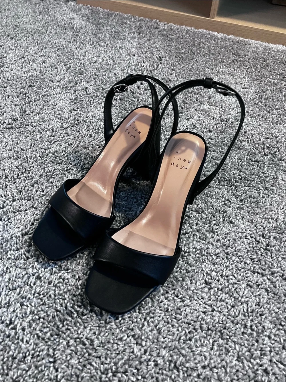 a new day Black Strappy Slingback Heel Sandals